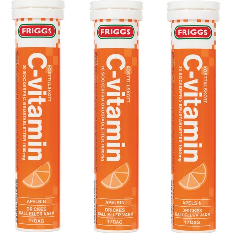 Витамин С Friggs 1000mg C-vitamiini, 20 шипучих таблеток с апельсин.вкусом