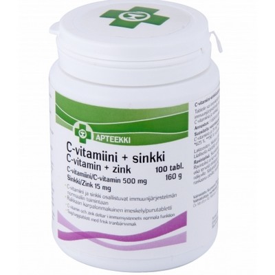 Цинк и витамин С Apteekki C-vitamiini + sinkki 100 табл