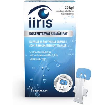 Увлажняющие глазные капли Iiris kosteuttavat silmätipat 0,5 ml x 20 шт