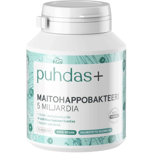 Лактобактерии Puhdas+ Maitohappobakteeri 5 миллиардов, 75 капс