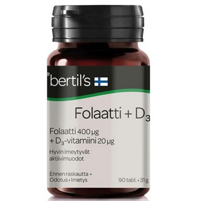 Фолиевая кислота и вит Д Bertils Folate + Vitamin D 90 табл