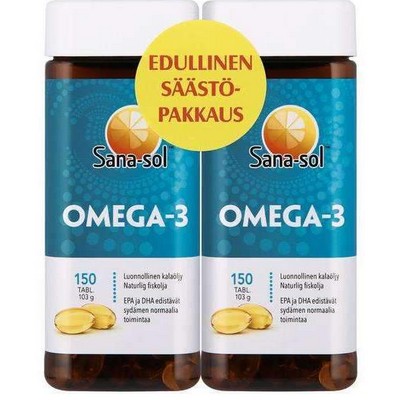 Омега (рыбий жир) Sana-sol Omega-3, 2 баночки*150 капс