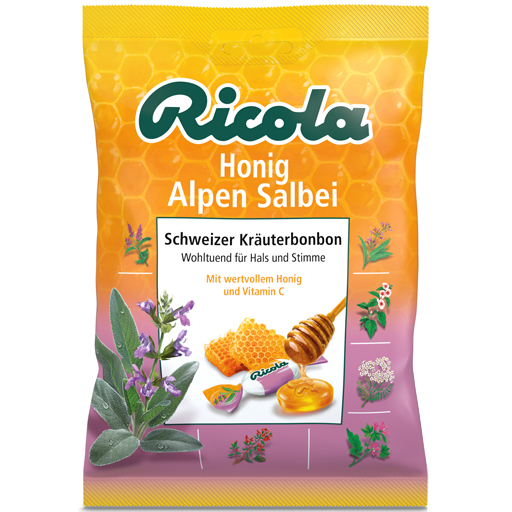 Леденцы от кашля на травах Ricola Honig Alpen Salbei , 75 гр (в пакете)
