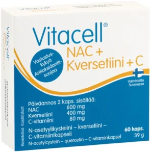 Добавка для иммунитета и антиоксидантной защиты Vitacell NAC + Kversetiini + C, 60 капс