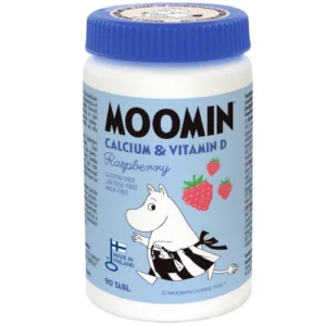 Детский кальций и вит D Moomin Kalsium & D-vitamiini vadelma 90 шт вкус малины