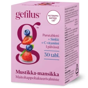 Молочно-кислые бактерии и витамины Gefilus C+Sinkki 30 клубнично-черничных табл