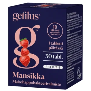Молочнокислые бактерии LGG усиленные Gefilus Forte mansikka 30 клубничных табл